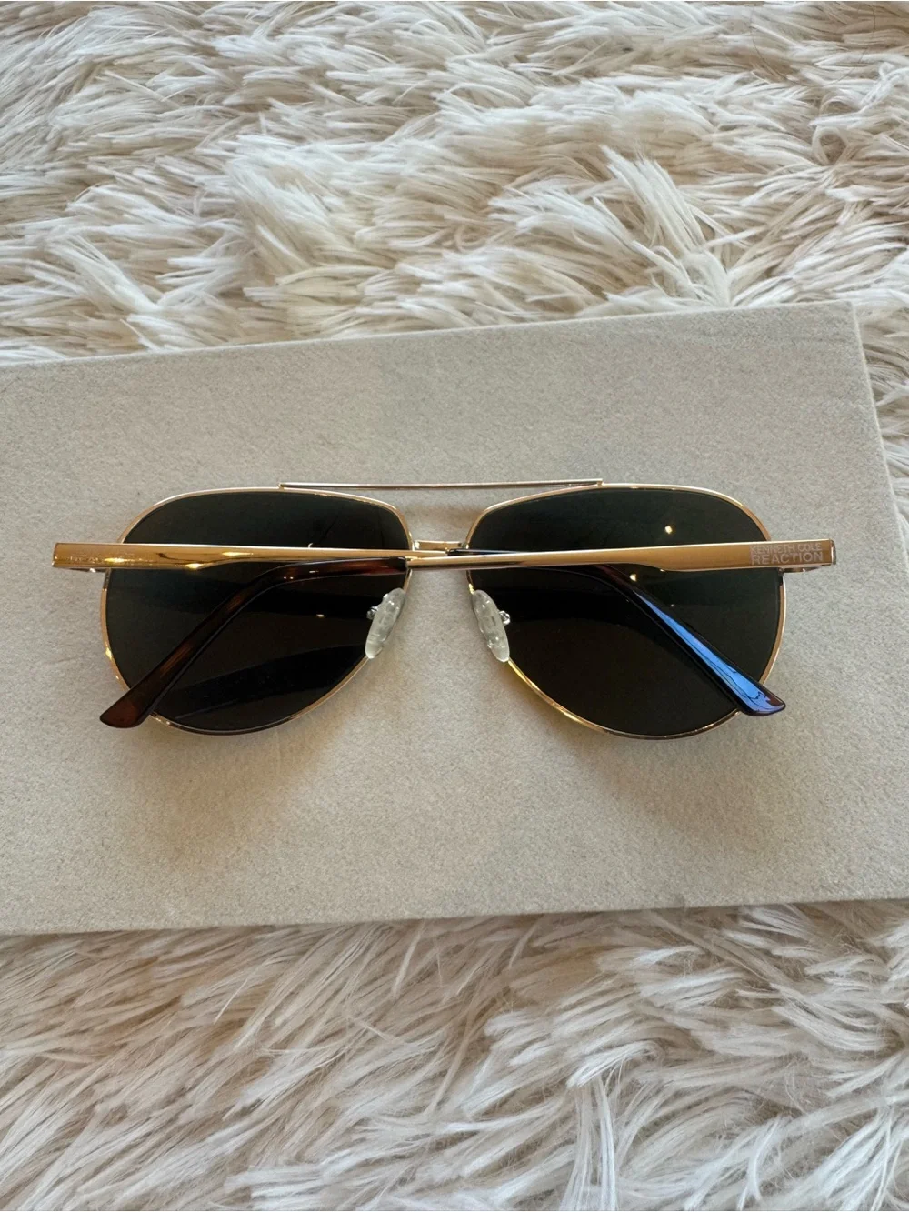Kenneth Cole Gold Frame Unisex Aviator Sunglasses with Dark Lenses